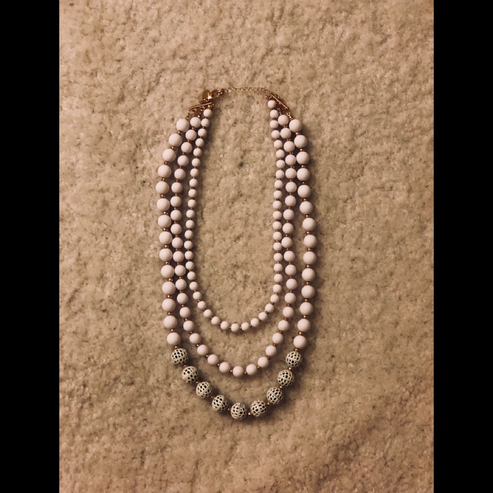 Charming Charlie’s White and Green Beaded Necklace